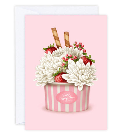 Strawberries & Chrysanthemums Greeting Card