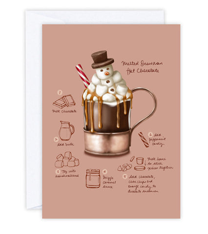 Melted Snowman Hot Chocolate Greeting Card